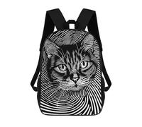 sinyumoney 3D Printed Spiral Cat Face School Bag Boys Girls Children's 17inch Backpack School Backpack Casual Fashion Backpack for in School Or Travel