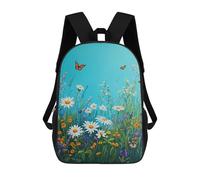 sinyumoney 3D Printed Spring Flowers Butterfly Garden Children School Backpack Fashion Rucksack Casual Travel 17inch Backpacks Large Capacity Daypack for Boys Girls