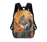sinyumoney 3D Printed Squirrel Eating Nut in Autumn School Bags Kids 17inch Backpacks Casual Fashion School Bag Backpacks Book Bags for Boys Elementary And Middle School Students