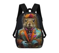 sinyumoney 3D Printed Squirrel in Colorful Jacket School Backpack With Big Pockets for Kids, Children's Backpacks Book Bags Kids School Bag 17inch