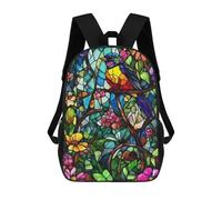 sinyumoney 3D Printed Stained Glass Bird Artwork-5 School Backpack for Kids Children's 17inch Backpacks Boy Girl Book Bags Kids School Bag