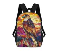 sinyumoney 3D Printed Stained Glass Falcon Children Backpacks Kids Cute School Backpack Outdoor Casual Daypack for Boys Middle School Students 17inch