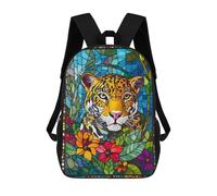 sinyumoney 3D Printed Stained Glass Jaguar School Bag Boys Girls Children's School Backpack Casual Fashion Backpack for in School Or Travel 17inch