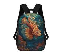 sinyumoney 3D Printed Stained Glass Lionfish Ocean Children Backpacks Kids Cute School Backpack Outdoor Casual Daypack for Boys Middle School Students 17inch