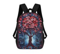 sinyumoney 3D Printed Stained Glass Tree of Life Children's 17inch School Backpack for Kids High Capacity Travel Rucksacks Fashion Book Bags Kids School Bag