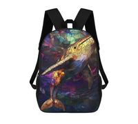 sinyumoney 3D Printed Stained Glass Whale Children Backpacks Kids Cute School Backpack Outdoor Casual Daypack for Boys Middle School Students 17inch