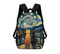 sinyumoney 3D Printed Starry Night Cats -26 School Backpack Book 17inch Bags Fashion Backpacks Large Capacity Backpack Children Travel Rucksacks