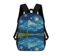 sinyumoney 3D Printed Starry Night Mountain Reflections -4 School Bag Boys Girls Children's 17inch Backpack School Backpack Casual Fashion Backpack for in School Or Travel