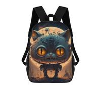 sinyumoney 3D Printed Steampunk Cat with Big Eyes School Bag Boys Girls Children's School Backpack Casual Fashion Backpack for in School Or Travel 17inch