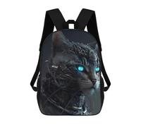 sinyumoney 3D Printed Steampunk Cat with Blue Eyes Children Backpacks Kids Cute School Backpack Outdoor Casual Daypack for Boys Middle School Students 17inch