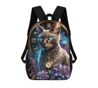 sinyumoney 3D Printed Steampunk Cat with Pocket Watch School Backpack With Big Pockets for Kids, Children's Backpacks Book Bags Kids School Bag 17inch
