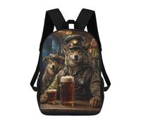 sinyumoney 3D Printed Steampunk Craft Beer Wolf School Book Bags Fashion Kids Large Capacity Backpack Children School Bag Travel Rucksacks 17inch