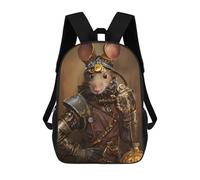 sinyumoney 3D Printed Steampunk Mouse Armor School Bags Kids Backpacks Casual Fashion Backpacks Book Bags for Boys Elementary And Middle School Students 17inch