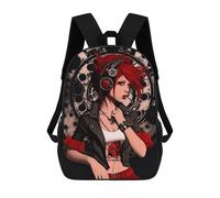 sinyumoney 3D Printed Steampunk Red Hair Girl Children's School Backpack for Kids High Capacity Travel Rucksacks Fashion Book Bags Kids School Bag Back Pack 17inch