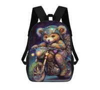 sinyumoney 3D Printed Steampunk Teddy Bear Motorcycle Art Print-1 School Backpack for Kids Children's 17inch Backpacks Boy Girl Book Bags Kids School Bag