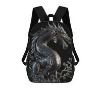 sinyumoney 3D Printed Steel Dragon Guardian School Backpack With Big Pockets for Kids, Children's Backpacks Book Bags Kids School Bag 17inch
