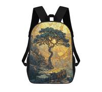 sinyumoney 3D Printed Stone Mosaic Golden Tree Children School Backpack Fashion Rucksack Casual Travel 17inch Backpacks Large Capacity Daypack for Boys Girls