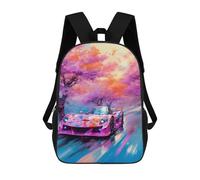 sinyumoney 3D Printed Street Racing Cars Children's 17inch School Backpack for Kids High Capacity Travel Rucksacks Fashion Book Bags Kids School Bag