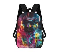 sinyumoney 3D Printed Stylish Cat in Neon Jacket School Bag Boys Girls Children's 17inch Backpack School Backpack Casual Fashion Backpack for in School Or Travel