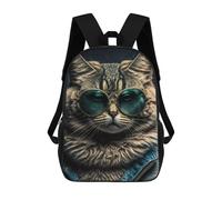 sinyumoney 3D Printed Stylish Cat in Sunglasses Children's School Backpack for Kids High Capacity Travel Rucksacks Fashion Book Bags Kids School Bag Back Pack 17inch