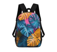sinyumoney 3D Printed Stylish Monstera Leaf School Backpack With Big Pockets for Kids Children's Backpacks Boy Girl Book Bags Kids School Bag 17inch