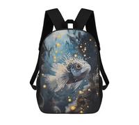 sinyumoney 3D Printed Stylized Fish in Underwater Scene School Bags Kids Backpacks Casual Fashion Backpacks Book Bags for Boys Elementary And Middle School Students 17inch