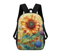 sinyumoney 3D Printed Sunflower Garden Art Print-3 Children's School Backpack for Kids High Capacity Travel Rucksacks Fashion Book Bags Kids School Bag Back Pack 17inch