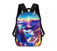 sinyumoney 3D Printed Sunrise Over Snowy Peaks School Backpack With Big Pockets for Kids, Children's Backpacks Book Bags Kids School Bag 17inch