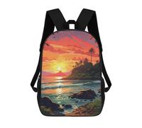 sinyumoney 3D Printed Sunset Beach Paradise -1 Children's School Backpack for Kids High Capacity Travel Rucksacks Fashion Book Bags Kids School Bag Back Pack 17inch