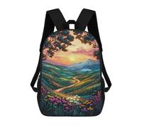 sinyumoney 3D Printed Sunset Mountain Path Children's 17inch School Backpack for Kids High Capacity Travel Rucksacks Fashion Book Bags Kids School Bag