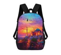 sinyumoney 3D Printed Sunset Over Istanbul School Backpack With Big Pockets for Kids, Children's Backpacks Book Bags Kids School Bag 17inch