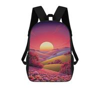 sinyumoney 3D Printed Sunset Over Rolling Hills -1 Children's 17inch School Backpack for Kids High Capacity Travel Rucksacks Fashion Book Bags Kids School Bag