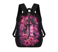 sinyumoney 3D Printed Sword Dragon Cherry Blossom Art Print-2 Children's 17inch School Backpack for Kids High Capacity Travel Rucksacks Fashion Book Bags Kids School Bag