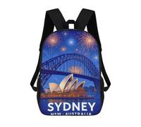 sinyumoney 3D Printed Sydney Harbour Bridge & Opera House School Bag Boys Girls Children's School Backpack Casual Fashion Backpack for in School Or Travel 17inch