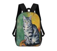 sinyumoney 3D Printed Tabby Cat Painting Children's 17inch School Backpack for Kids High Capacity Travel Rucksacks Fashion Book Bags Kids School Bag