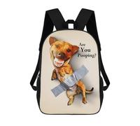 sinyumoney 3D Printed Taped Dog Are You Pooping School Backpack for Kids Children's 17inch Backpacks Boy Girl Book Bags Kids School Bag