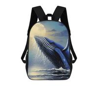 sinyumoney 3D Printed The Blue Whale at Night Children Backpacks Kids Cute School Backpack Outdoor Casual Daypack for Boys Middle School Students 17inch