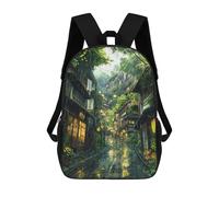 sinyumoney 3D Printed The Hidden Alley Children's School Backpack for Kids High Capacity Travel Rucksacks Fashion Book Bags Kids School Bag Back Pack 17inch