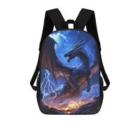 sinyumoney 3D Printed Thundering Dragon Storm -2 School Backpack With Big Pockets for Kids, Children's Backpacks Book Bags Kids School Bag 17inch