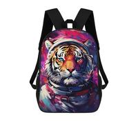 sinyumoney 3D Printed Tiger Astronaut Space Art Print-6 Children's 17inch School Backpack for Kids High Capacity Travel Rucksacks Fashion Book Bags Kids School Bag