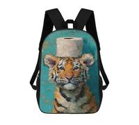 sinyumoney 3D Printed Tiger Cub with Toilet Paper Hat Children School Backpack Fashion Rucksack Casual Travel 17inch Backpacks Large Capacity Daypack for Boys Girls