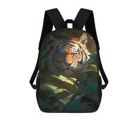 sinyumoney 3D Printed Tiger in The Jungle-7 Children's School Backpack for Kids High Capacity Travel Rucksacks Fashion Book Bags Kids School Bag Back Pack 17inch