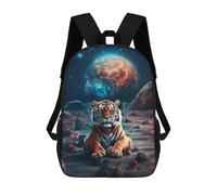 sinyumoney 3D Printed Tiger on Alien Planet Children Backpacks Kids Cute School Backpack Outdoor Casual Daypack for Boys Middle School Students 17inch