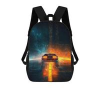 sinyumoney 3D Printed Time Machine Neon Lights Children School Backpack Fashion Rucksack Casual Travel 17inch Backpacks Large Capacity Daypack for Boys Girls
