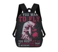 sinyumoney 3D Printed To Fly Eagle Motivation Children's 17inch School Backpack for Kids High Capacity Travel Rucksacks Fashion Book Bags Kids School Bag