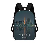 sinyumoney 3D Printed Tokyo Reflections Children's School Backpack for Kids High Capacity Travel Rucksacks Fashion Book Bags Kids School Bag Back Pack 17inch