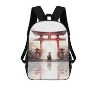 sinyumoney 3D Printed Torii Gate School Backpack for Kids Children's 17inch Backpacks Boy Girl Book Bags Kids School Bag