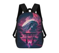 sinyumoney 3D Printed Torii Gate Under A Mystical Moon Children's School Backpack for Kids High Capacity Travel Rucksacks Fashion Book Bags Kids School Bag Back Pack 17inch
