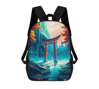 sinyumoney 3D Printed Torii Gates Anime Japanese Children's 17inch School Backpack for Kids High Capacity Travel Rucksacks Fashion Book Bags Kids School Bag