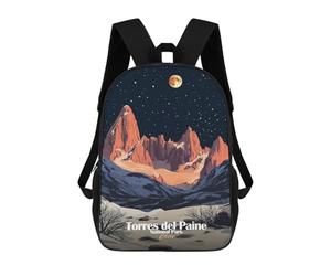 sinyumoney 3D Printed Torres Del Paine National Park Children's School Backpack for Kids High Capacity Travel Rucksacks Fashion Book Bags Kids School Bag Back Pack 17inch